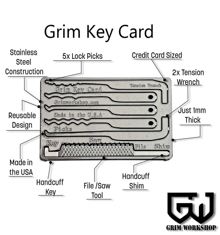 Grim Key Card : Credit Card Lock Pick Set and Escape Kit