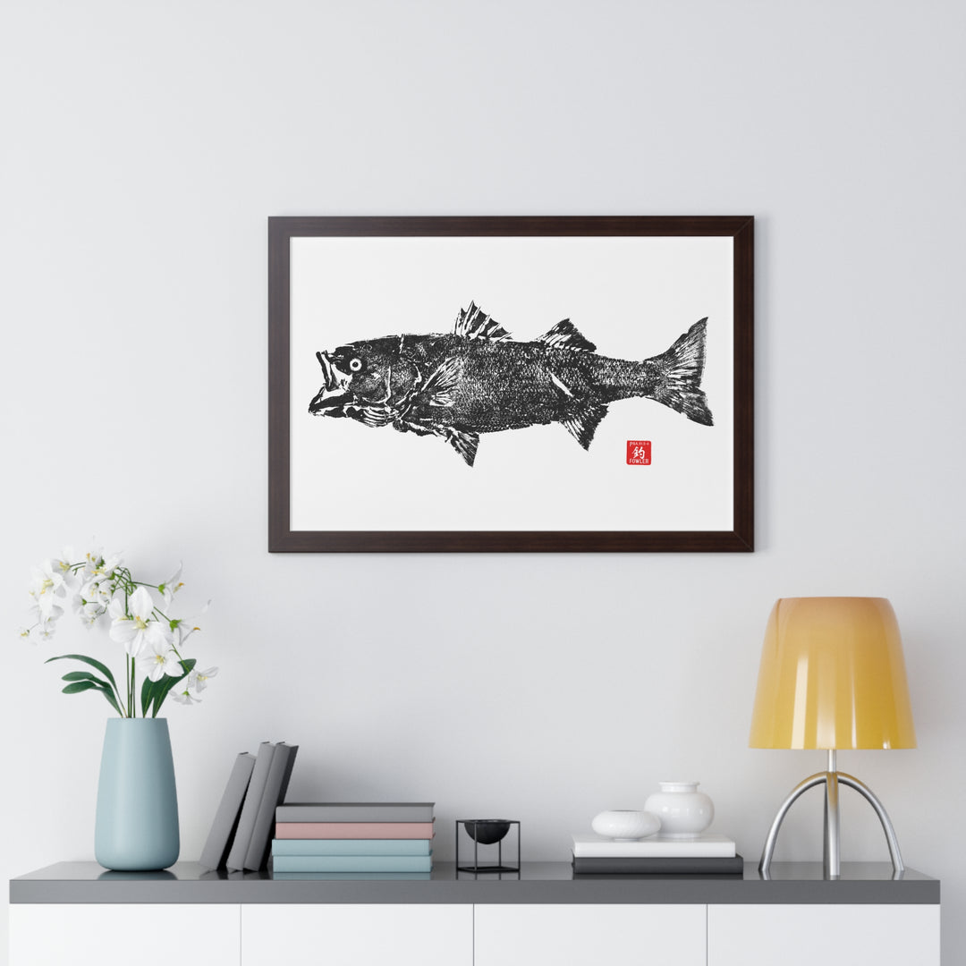 Striped Bass Lifesize Gyotaku Framed Print