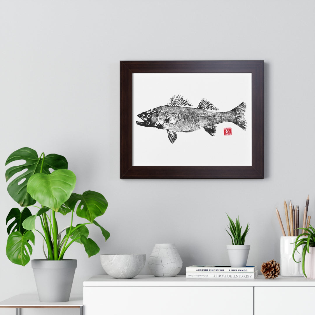 Walleye Gyotaku Framed Print