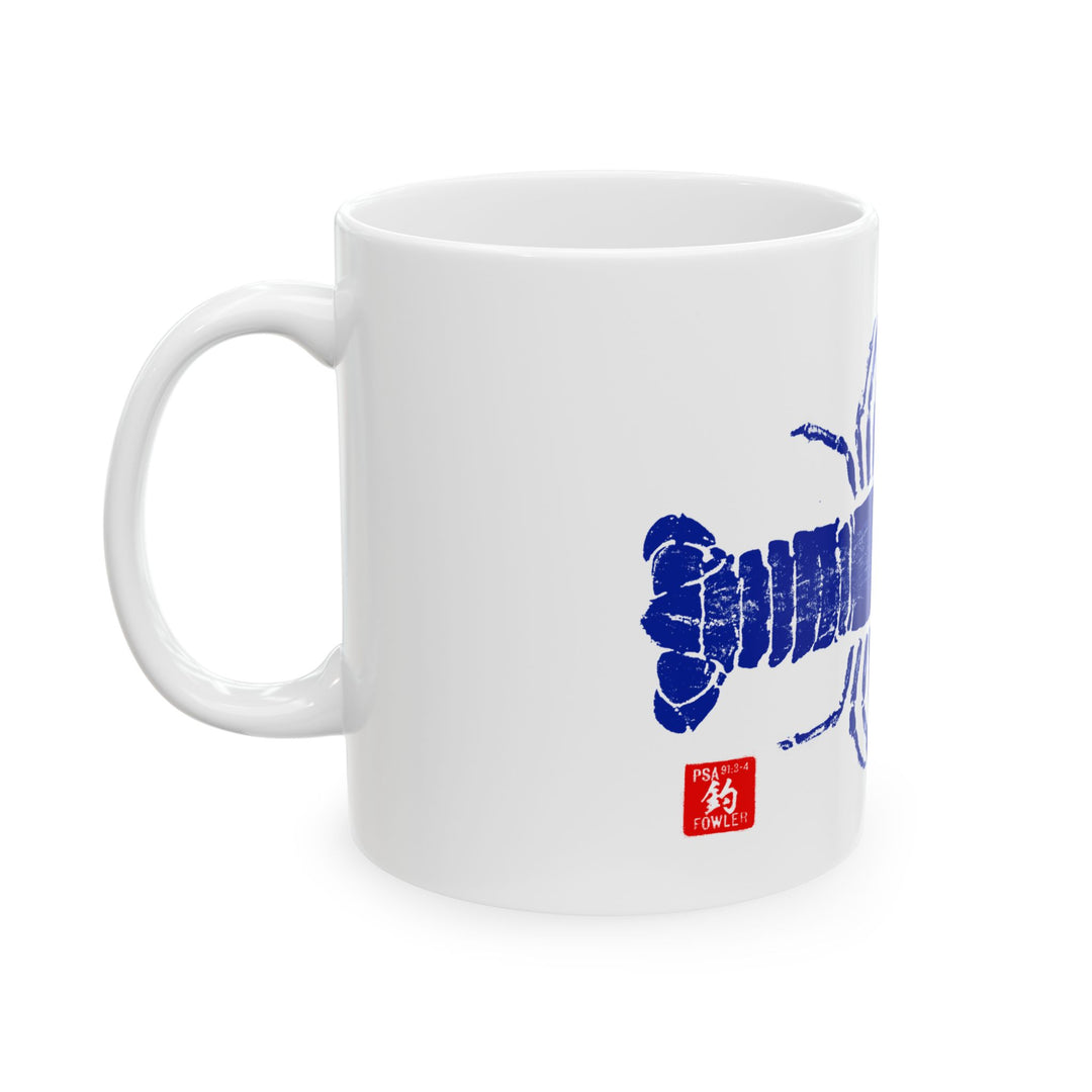 Blue Lobster Gyotaku Ceramic Mug, (11oz)