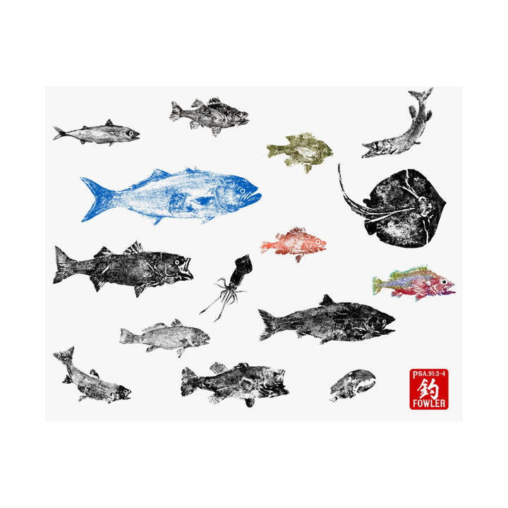 Gyotaku Sea Horizontal Posters