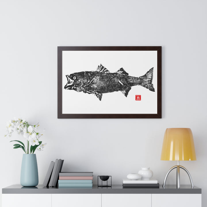 Striped Bass Lifesize Gyotaku Framed Print