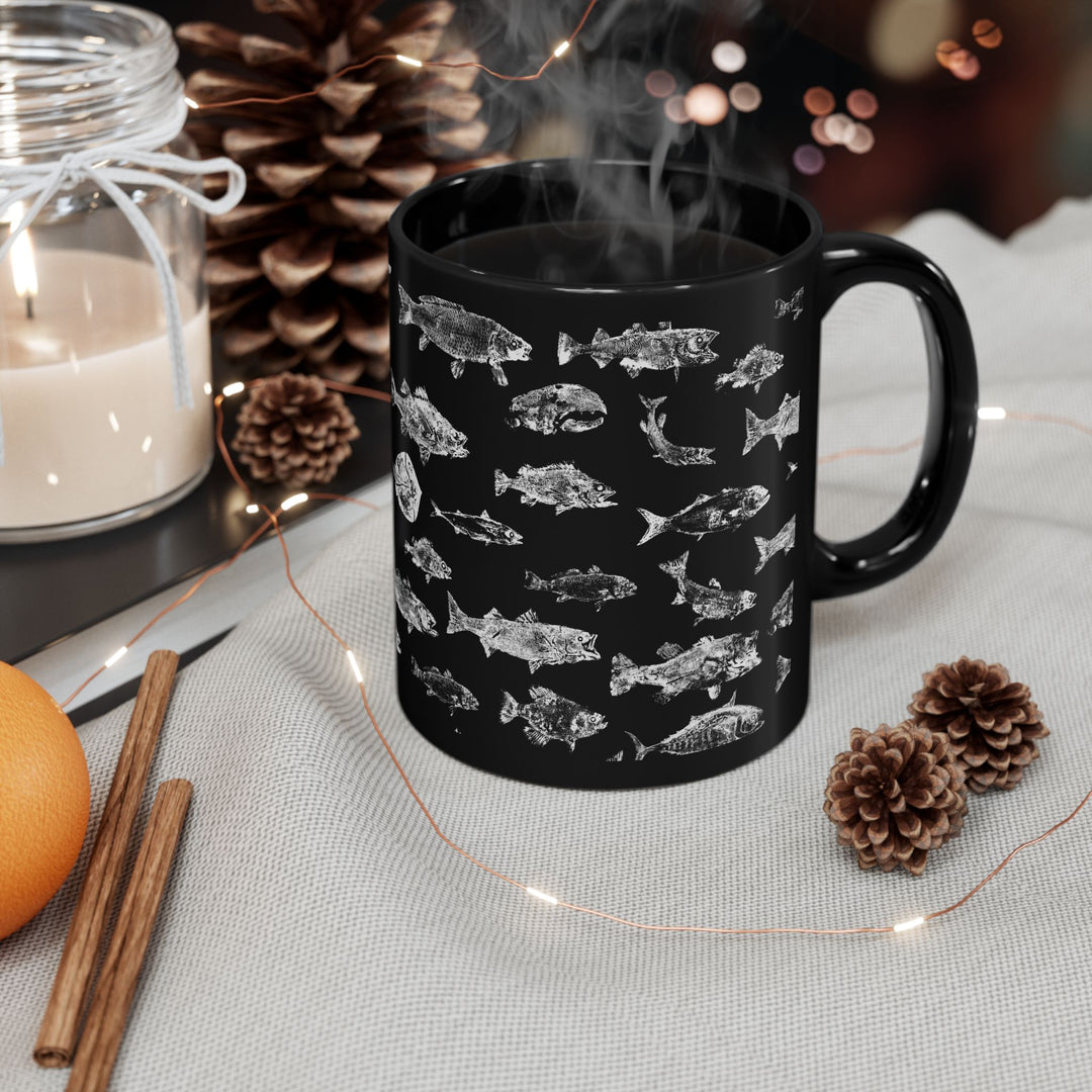 Gyotaku Pattern Ceramic Mug, (11oz)