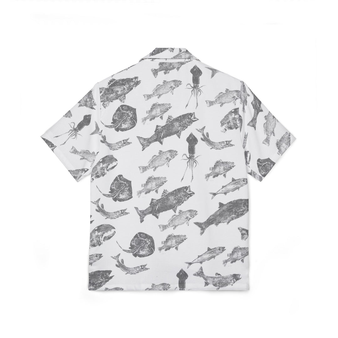 Men's Hawaiian Gyotaku Camp Shirt - White