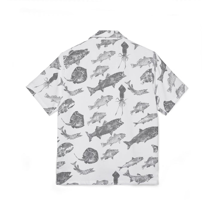 Men's Hawaiian Gyotaku Camp Shirt - White