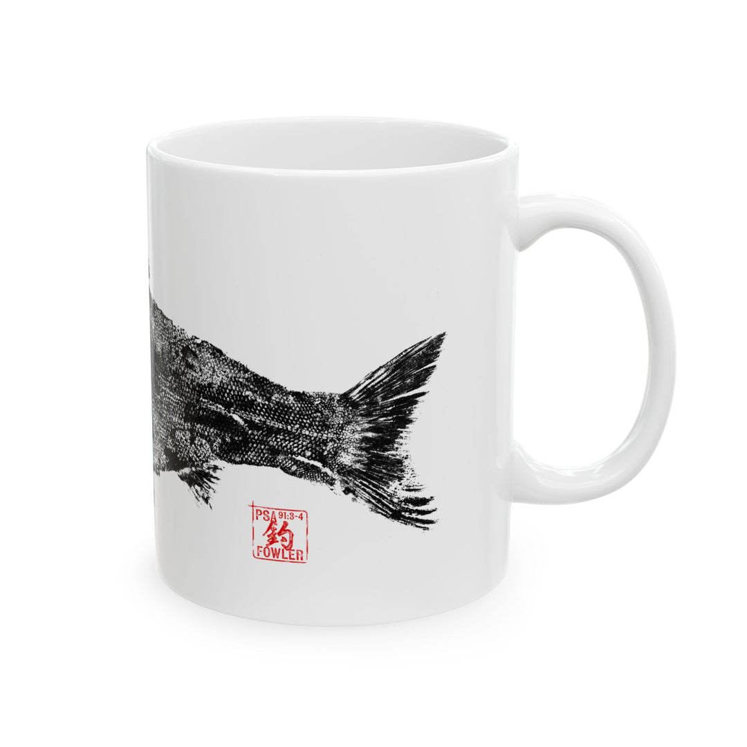 Salmon Gyotaku White Mug