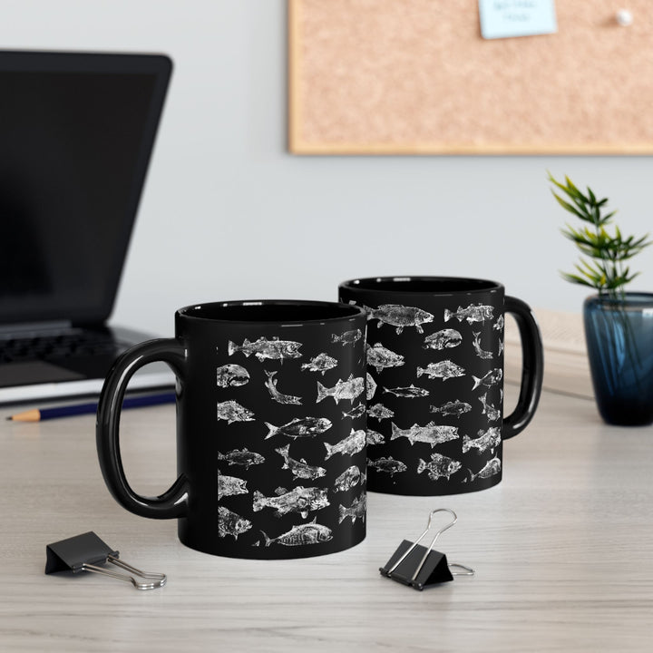 Gyotaku Pattern Ceramic Mug, (11oz)