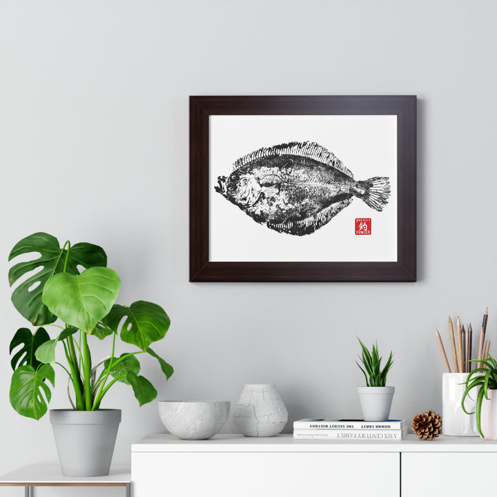 Yellowfin Sole Lifesize Gyotaku Framed Print