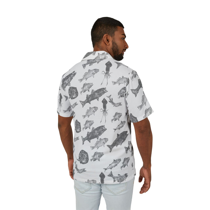 Men's Hawaiian Gyotaku Camp Shirt - White