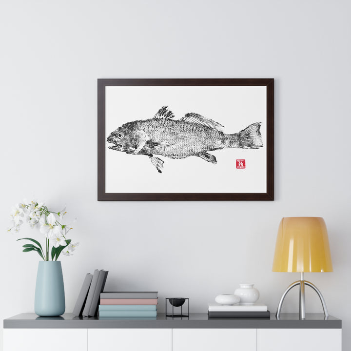 Red Drum Lifesize Gyotaku Framed Print