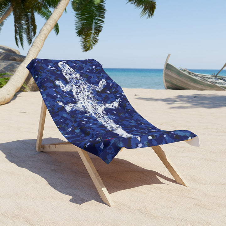 Gyotaku Alligator Camo Beach Towel