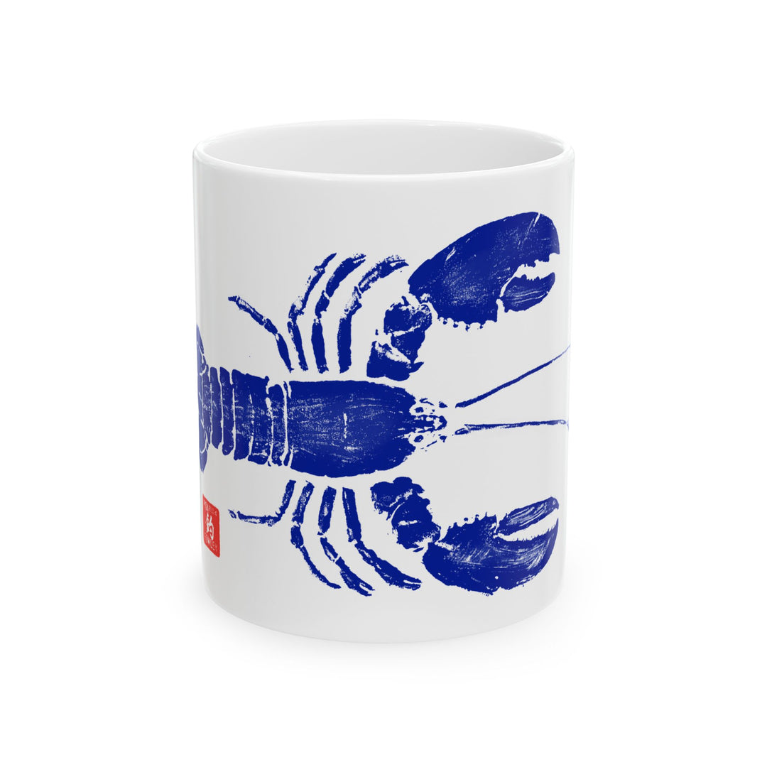 Blue Lobster Gyotaku Ceramic Mug, (11oz)