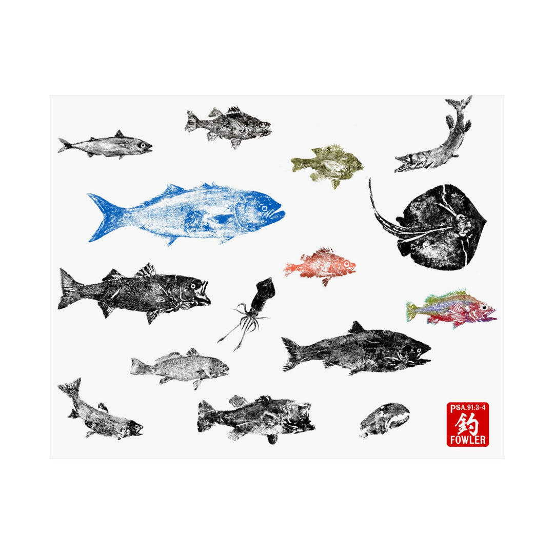 Gyotaku Sea Horizontal Posters