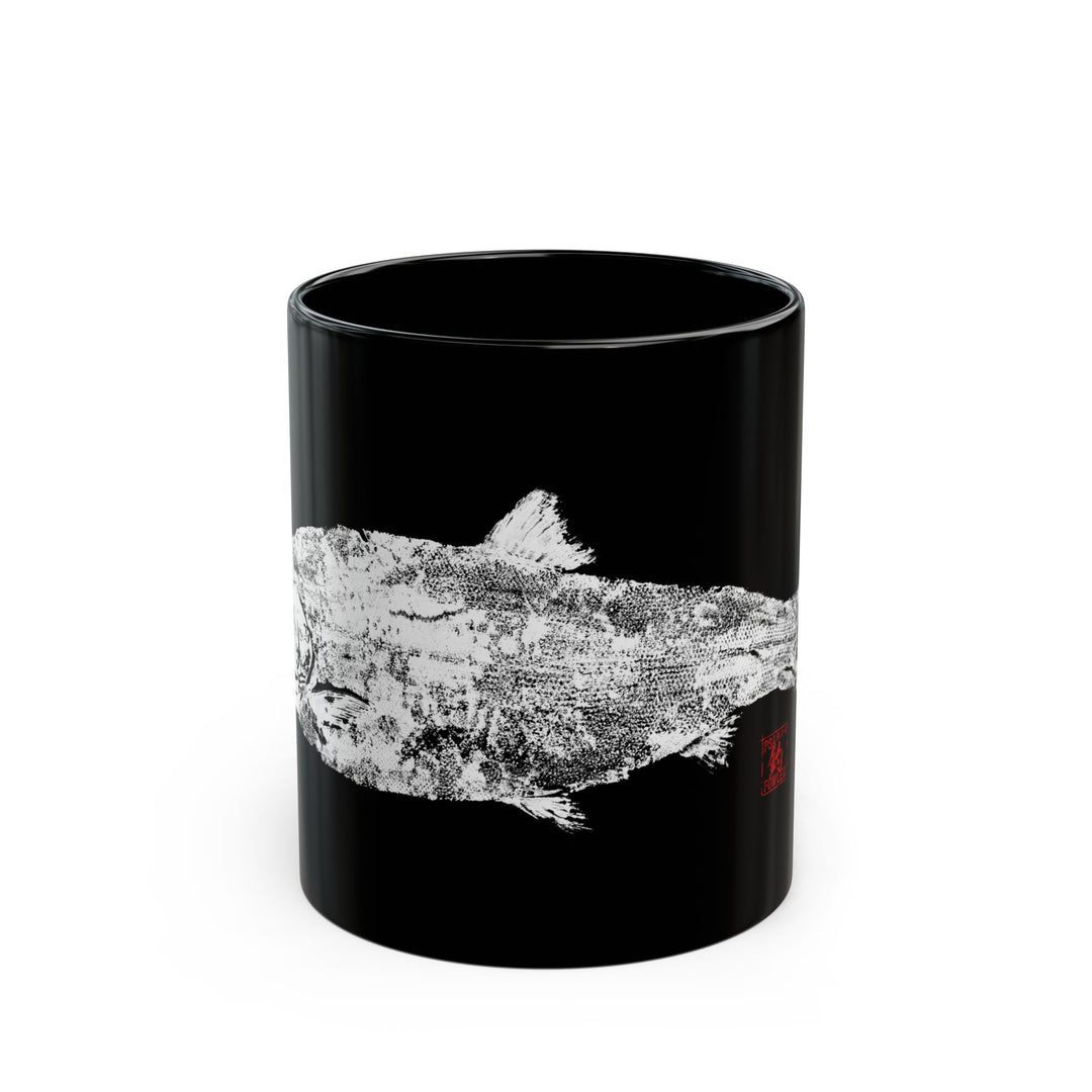 Salmon Gyotaku Black Mug