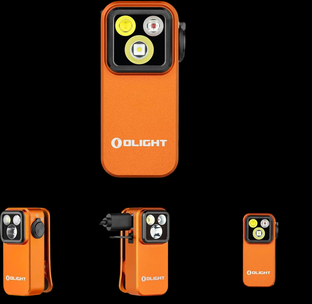 Olight Oclip Pro Clip on Flashlight with Floodlight Spotlight and Red Light