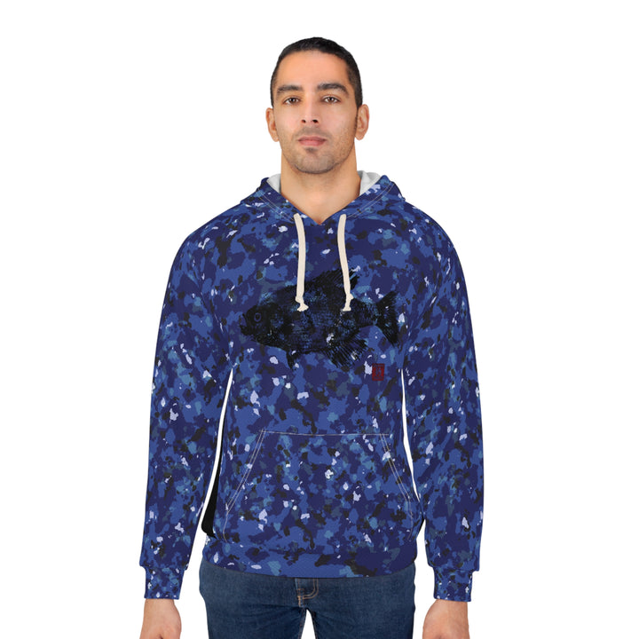 Gyotaku Blue Camouflage Crappie Pullover Hoodie