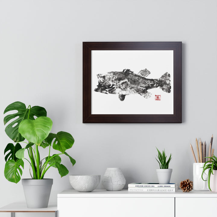 Largemouth Bass Lifesize Gyotaku Framed Print