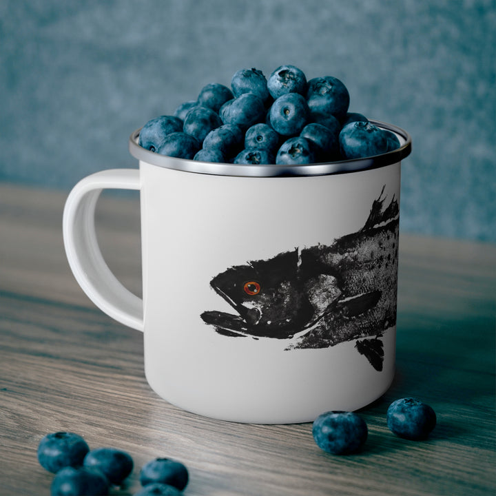 Spotted Trout Gyotaku Enamel Camping Mug