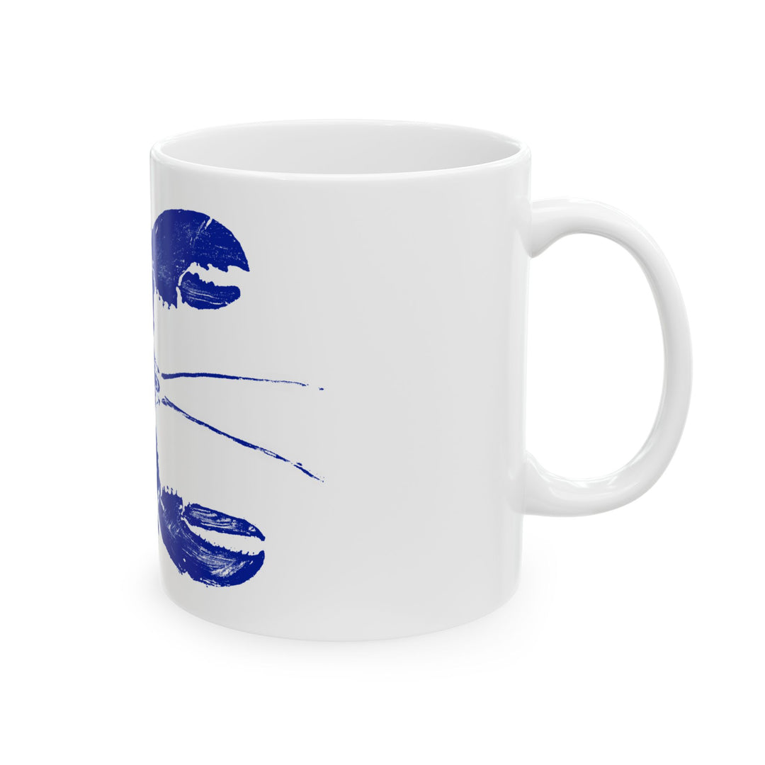 Blue Lobster Gyotaku Ceramic Mug, (11oz)