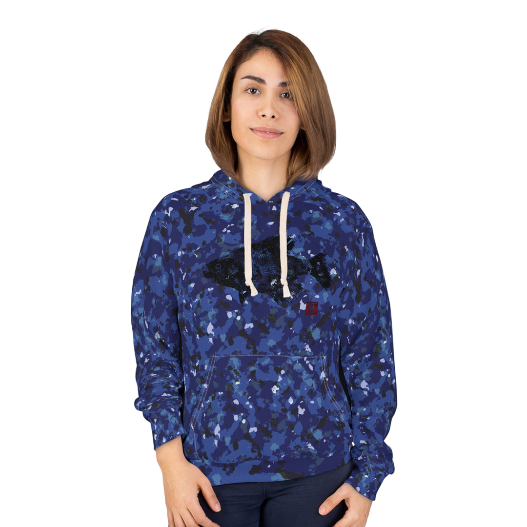 Gyotaku Blue Camouflage Crappie Pullover Hoodie