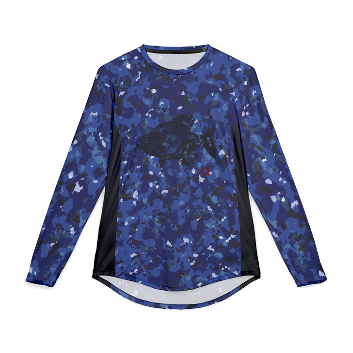 Gyotaku UV Protection Blue Camouflage Crappie Sun Shirt