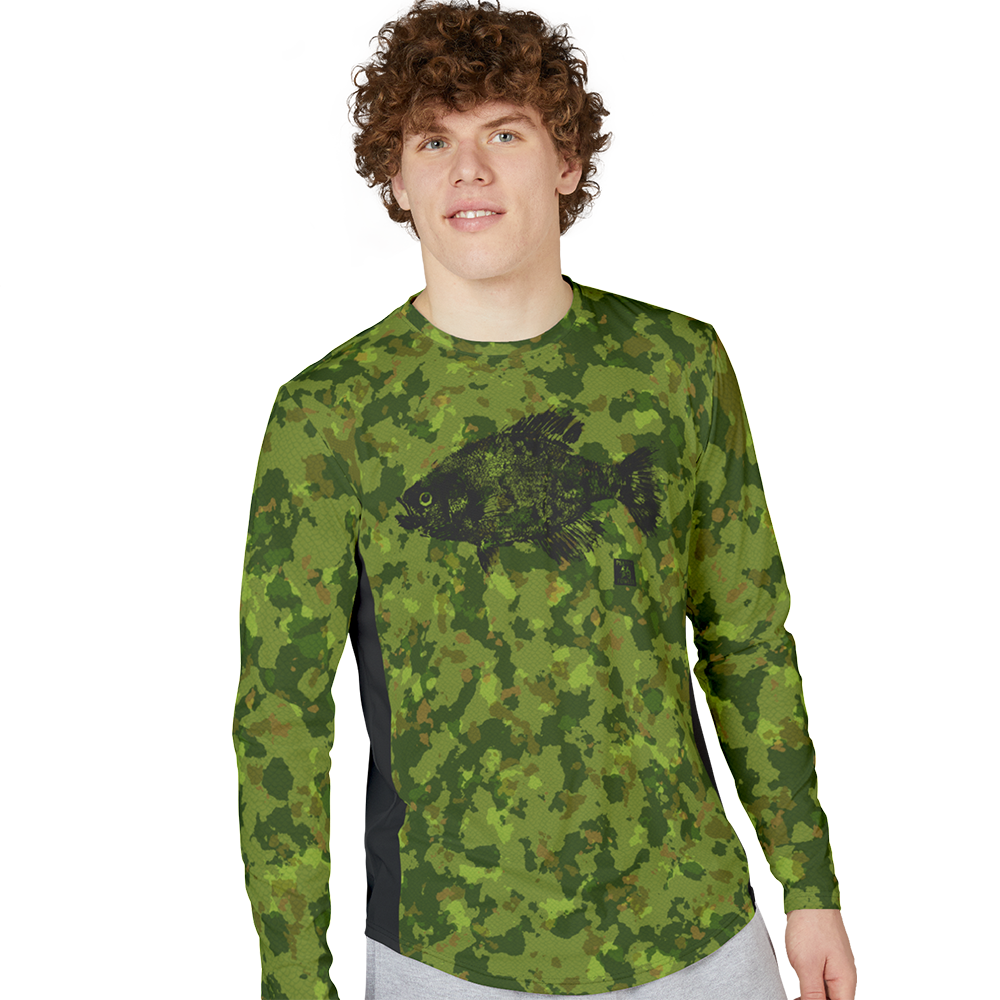 UV Protection Camouflage Gyotaku Crappie Sun Shirt