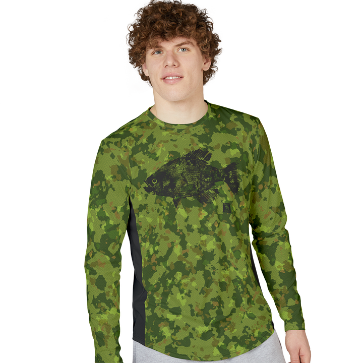 UV Protection Camouflage Gyotaku Crappie Sun Shirt
