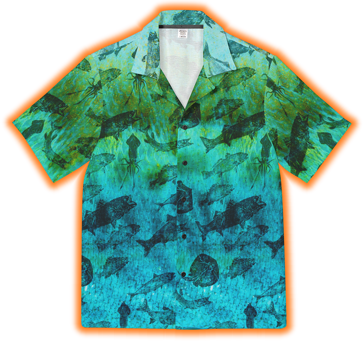 Hawaiian Gyotaku Camp Shirt - Fish Scale