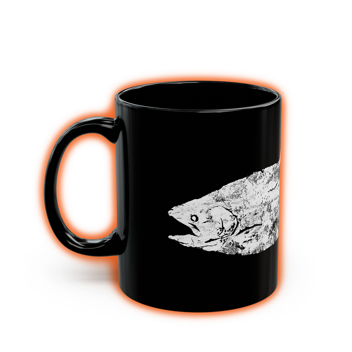 Salmon Gyotaku Black Mug