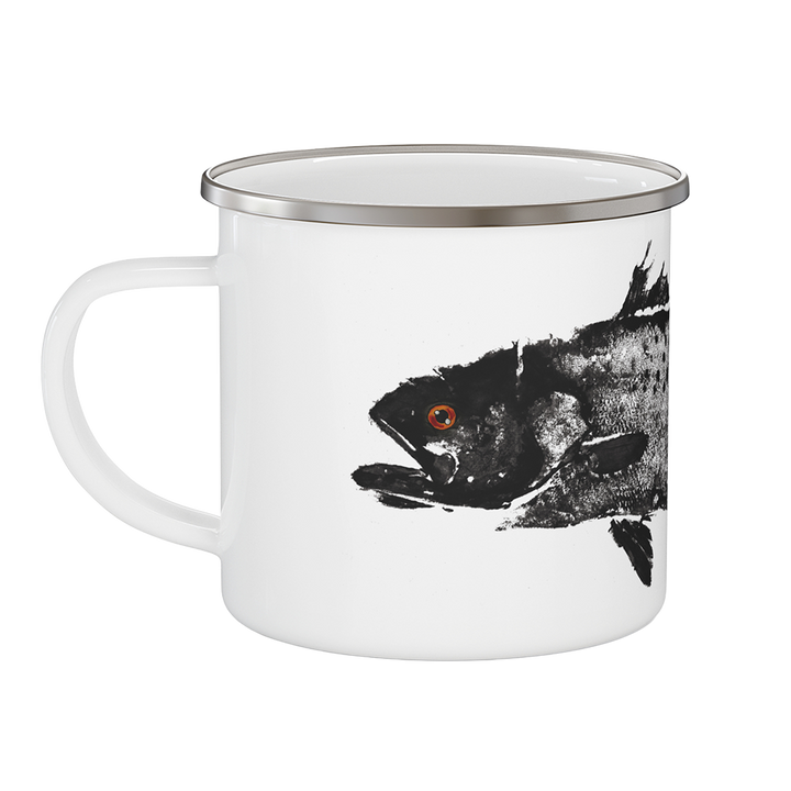 Spotted Trout Gyotaku Enamel Camping Mug