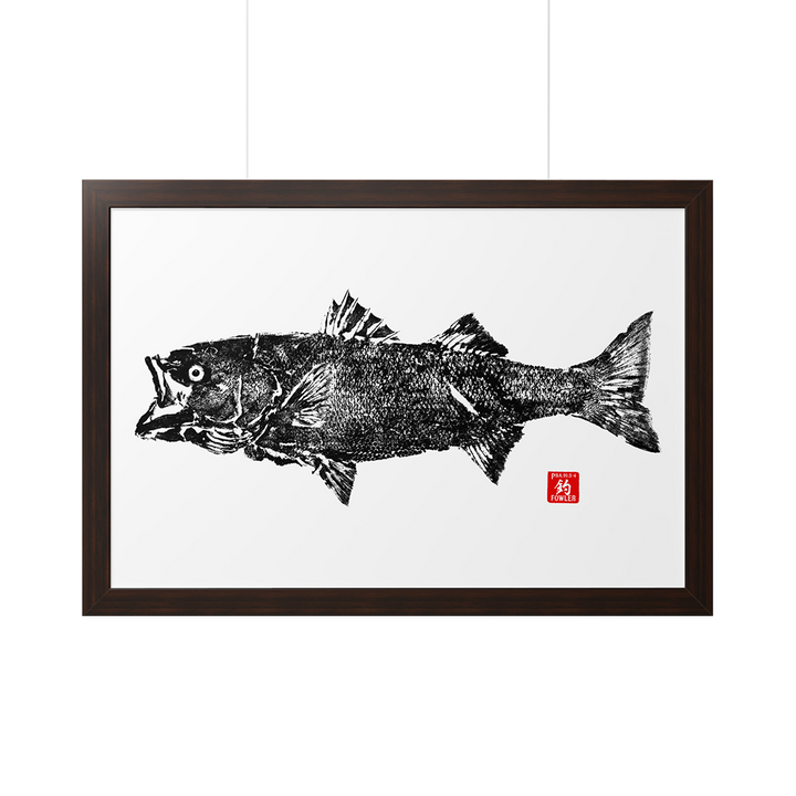 Striped Bass Lifesize Gyotaku Framed Print