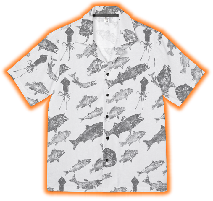Men's Hawaiian Gyotaku Camp Shirt - White